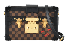 Petite Malle, Canvas/Leather, Damier Ebene, PL1165, DB/S, 2*